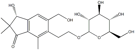 (R)-6-[2-(β-D-Glucopyranosyloxy)ethyl]-2,3-dihydro-3-hydroxy-5-hydroxymethyl-2,2,7-trimethyl-1H-inden-1-one Struktur