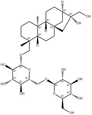 16,17-ジヒドロキシカウラン-18-イル6-O-β-D-グルコピラノシル-β-D-グルコピラノシド 化学構造式