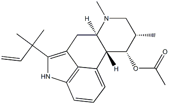 2-(1,1-Dimethyl-2-propenyl)-6,8β-dimethylergolin-9β-ol acetate,62867-47-4,结构式