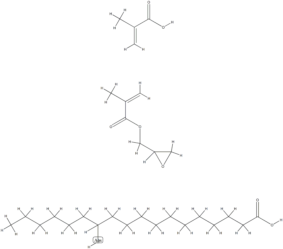 Octadecanoic acid, 12-hydroxy-, polymer with 2-methyl-2-propenoic acid and oxiranylmethyl 2-methyl-2-propenoate Struktur