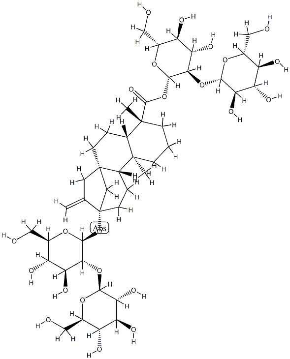 (4R)-13-[[2-O-(β-D-Glucopyranosyl)-β-D-glucopyranosyl]oxy]kaur-16-en-18-oic acid 2-O-(β-D-glucopyranosyl)-β-D-glucopyranosyl ester Structure