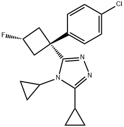 3-[1-(4-chlorophenyl)-trans-3-fluorocyclobutyl]-4,5-dicyclopropyl-r-4H-1,2,4-triazole anhydrate Structure