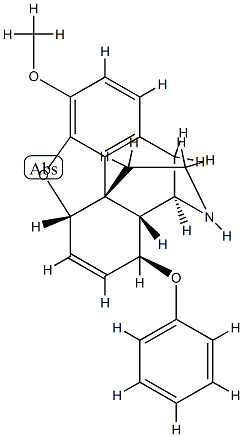 6,7-ジデヒドロ-4,5α-エポキシ-3-メトキシ-8β-フェノキシモルフィナン 化学構造式