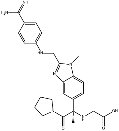 N-[(1R)-1-[2-[[(4-甲脒基苯基)氨基]甲基]-1-甲基-1H-苯并咪唑-5-基]-1-甲基-2-氧代-2-(1-吡咯烷基)乙基]甘氨酸, 637328-69-9, 结构式