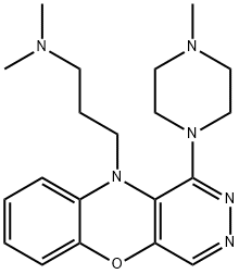 N,N-ジメチル-1-(4-メチル-1-ピペラジニル)-7-ニトロ-10H-ピリダジノ[4,5-b][1,4]ベンゾオキサジン-10-プロパン-1-アミン 化学構造式