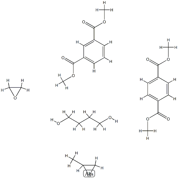 1,3-苯二甲酸二甲酯与1,4-丁二醇、1,4-苯二甲酸二甲酯、甲基环氧乙烷和环氧乙烷的聚合物, 64811-38-7, 结构式