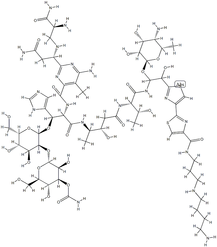 N1-[3-[(4-Aminobutyl)amino]propyl]-13-[(4-amino-4,6-dideoxy-α-L-talopyranosyl)oxy]-19-demethyl-12-hydroxybleomycinamide Structure