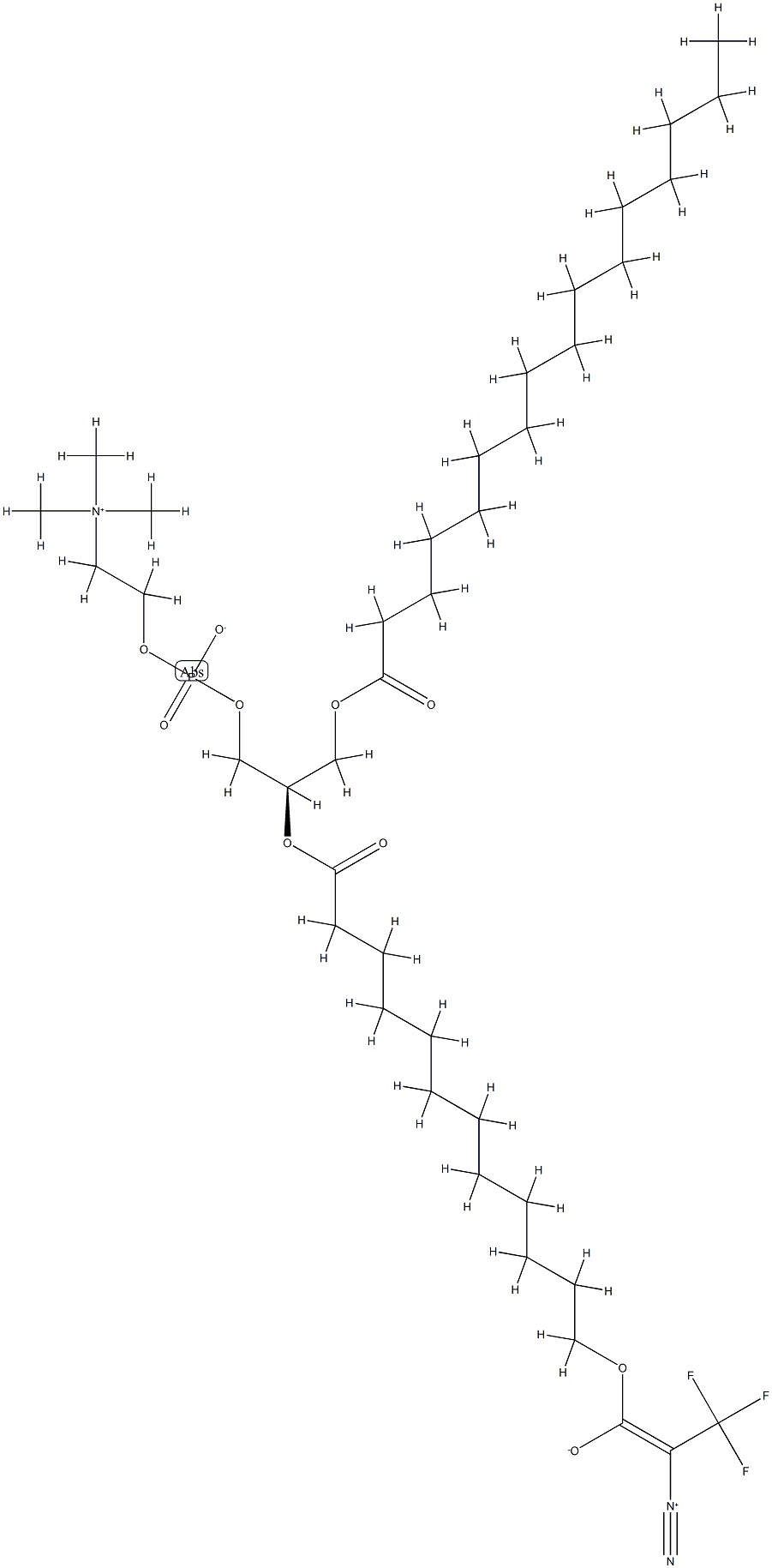 1-palmitoyl-2-omega-(2-diazo-3,3,3-trifluoropropionyloxy)lauroyl-sn-glycero-3-phosphocholine 化学構造式
