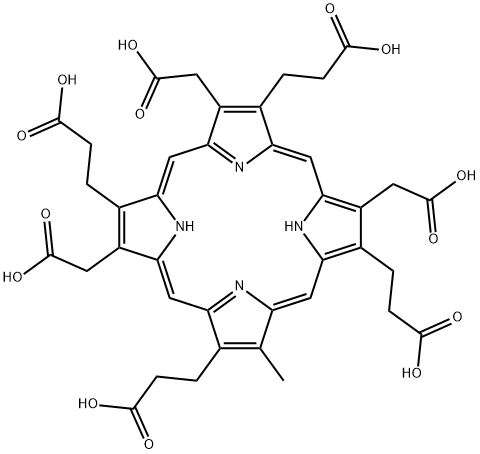 3,8,13-tris(carboxymethyl)-18-methyl-21H,23H-porphine-2,7,12,17-tetrapropanoic acid Struktur