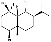 (1R,8aβ)-4α-ブロモ-8β-クロロデカヒドロ-1,4aα-ジメチル-7α-イソプロピルナフタレン-1-オール 化学構造式