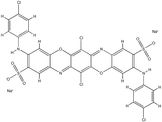 6,13-二氯-3,10-二[(4-氯苯基)氨基]-2,9-三酚二嗪二磺酸二钠 结构式