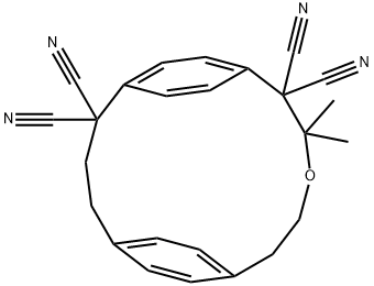 12,12-Dimethyl-11-oxatricyclo[12.2.2.25,8]icosa-5,7,14,16(1),17,19-hexene-2,2,13,13-tetracarbonitrile Struktur