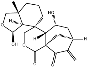 (3S,3aR,4R,4'aβ,7'α,7aR,9'aα)-3,3a,5,5',6,6',7,7',7a,8'-Decahydro-3,5'α-dihydroxy-7a-methyl-8'-methylenespiro[isobenzofuran-4(1H),4'(3'H)-[1H-7,9a]methanocyclohepta[c]pyran]-1',9'(4'aH)-dione Struktur