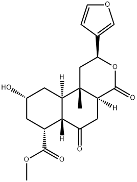 (2S,4aα,6aβ,10aα)-2β-(3-Furyl)dodecahydro-9α-hydroxy-10bβ-methyl-4,6-dioxo-2H-naphtho[2,1-c]pyran-7α-carboxylic acid methyl ester 结构式