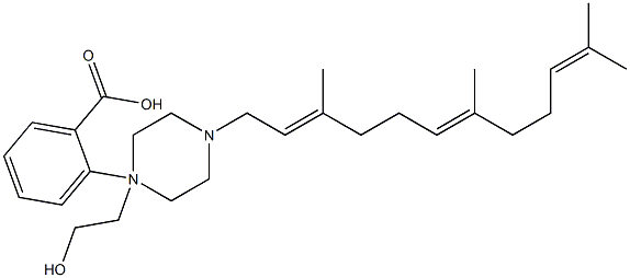 2-[4-(3,7,11-トリメチル-2,6,10-ドデカトリエニル)-1-ピペラジニル]エチル=ベンゾアート 化学構造式