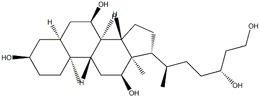 (24R)-27-Nor-5β-cholestane-3α,7α,12α,24,26-pentaol Struktur