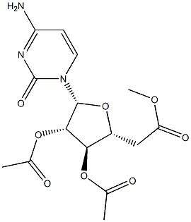 4-アミノ-1-(2-O,3-O,5-O-トリアセチル-β-D-アラビノフラノシル)-2(1H)-ピリミジノン 化学構造式