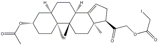 (17α)-3β,21-ジヒドロキシ-5β-プレグナ-14-エン-20-オン3-アセタート21-ヨードアセタート 化学構造式