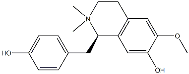 (R)-1,2,3,4-テトラヒドロ-7-ヒドロキシ-1-[(4-ヒドロキシフェニル)メチル]-6-メトキシ-2,2-ジメチルイソキノリン-2-イウム 化学構造式