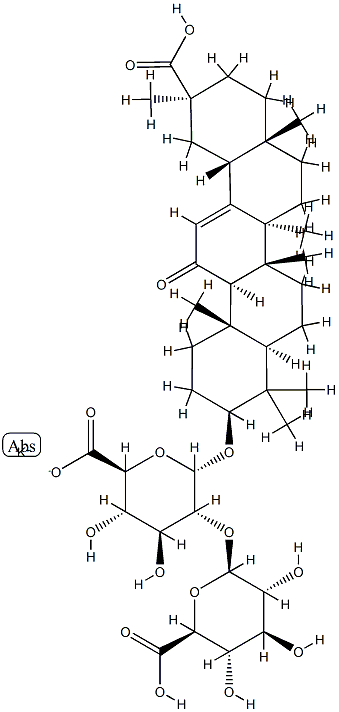 alpha-d-Glucopyranosiduronic acid, (3beta,20beta)-20-carboxy-11-oxo-30-norolean-12-en-3-yl 2-O-beta-d-glucopyranuronosyl-, potassium salt  Structure