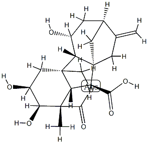 1α,4aα-(カルボニルオキシメチレン)-2β,3β,5α-トリヒドロキシ-1β-メチル-8-メチレンギバン-10β-カルボン酸 化学構造式