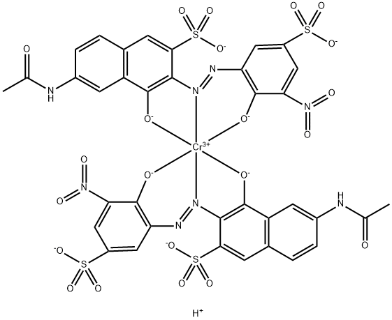 五氢化二[6-乙酰氨基-4-羟-3-[(2-羟-3-硝基-5-磺苯基)偶氮]-2-萘磺酰(4-)]合铬酸(5-),68201-74-1,结构式