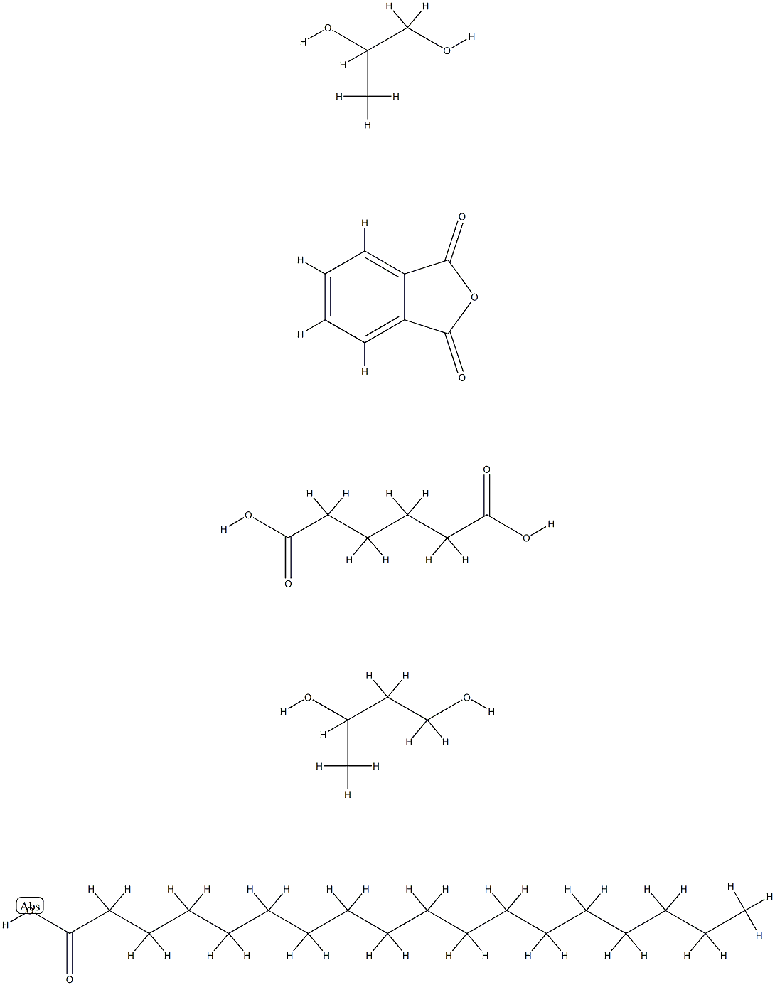 Hexanedioic acid, polymer with 1,3-butanediol, 1,3-isobenzofurandione and 1,2-propanediol, octadecanoate Structure