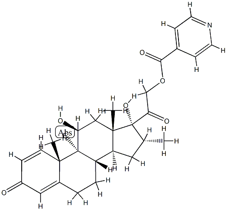 [2-[(8S,9R,10S,11S,13S,14S,16R,17R)-9-fluoro-11,17-dihydroxy-10,13,16- trimethyl-3-oxo-6,7,8,11,12,14,15,16-octahydrocyclopenta[a]phenanthren -17-yl]-2-oxo-ethyl] pyridine-4-carboxylate 结构式