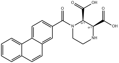 1-(フェナントレン-2-カルボニル)ピペラジン-2,3-ジカルボン酸 化学構造式