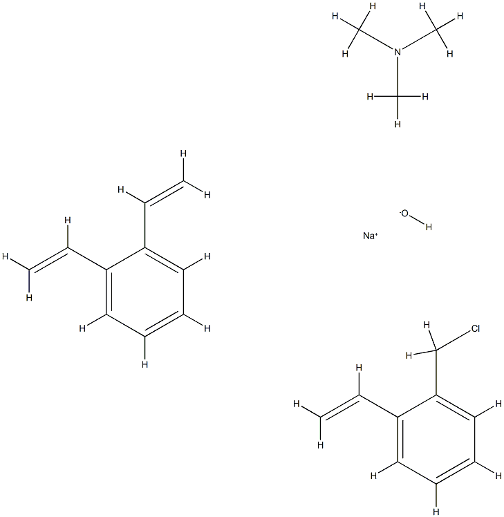 (N,N-二甲基甲胺与(氯甲基)乙烯苯、二乙烯苯的聚合物)和氢氧化钠的反应产物,68512-03-8,结构式
