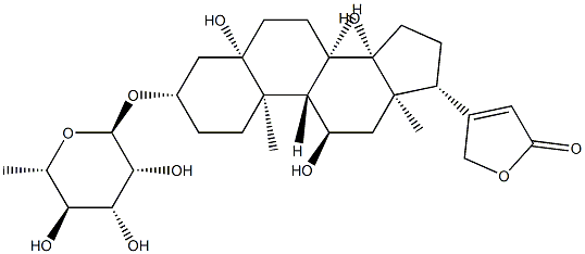 3β-[(6-Deoxy-α-L-mannopyranosyl)oxy]-5,11α,14-trihydroxy-5β-card-20(22)-enolide Structure