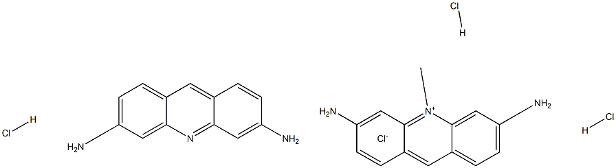 アクリフラビン塩酸塩 (3,6-ジアミノ-10-メチルアクリジニウムクロリド塩酸塩, 3,6-ジアミノアクリジン塩酸塩混合物) 化学構造式