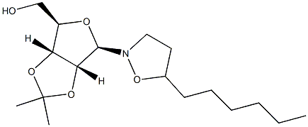 5-ヘキシル-2-(2-O,3-O-イソプロピリデン-β-D-リボフラノシル)イソオキサゾリジン 化学構造式