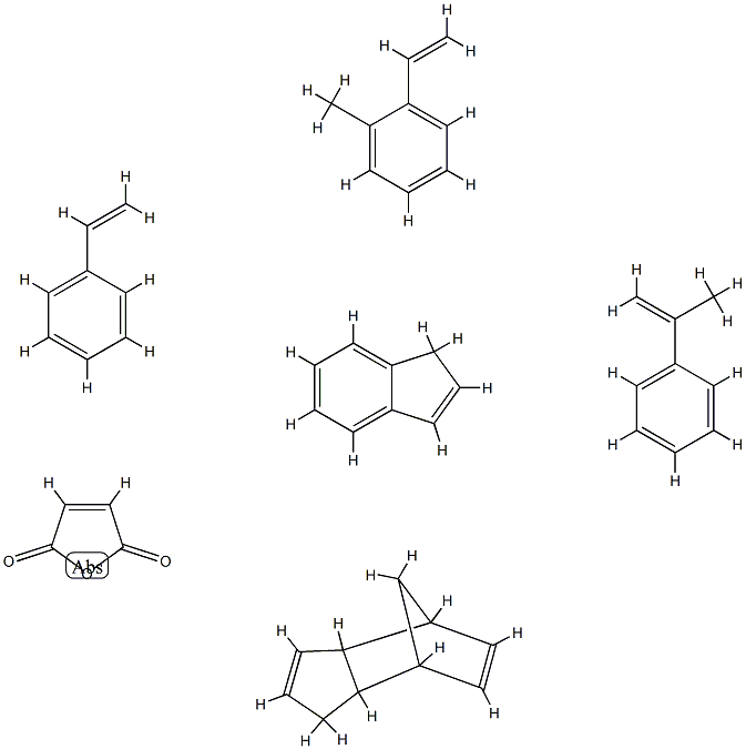 2,5-Furandione, polymer with ethenylbenzene, ethenylmethylbenzene, 1H-indene, (1-methylethenyl)benzene and 3a,4,7,7a-tetrahydro-4,7-methano-1H-indene Struktur