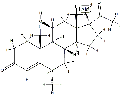 (6S,8S,9S,10R,11S,13S,14S,17R)-17-acetyl-11,17-dihydroxy-6,10,13-trime thyl-2,6,7,8,9,11,12,14,15,16-decahydro-1H-cyclopenta[a]phenanthren-3- one Struktur