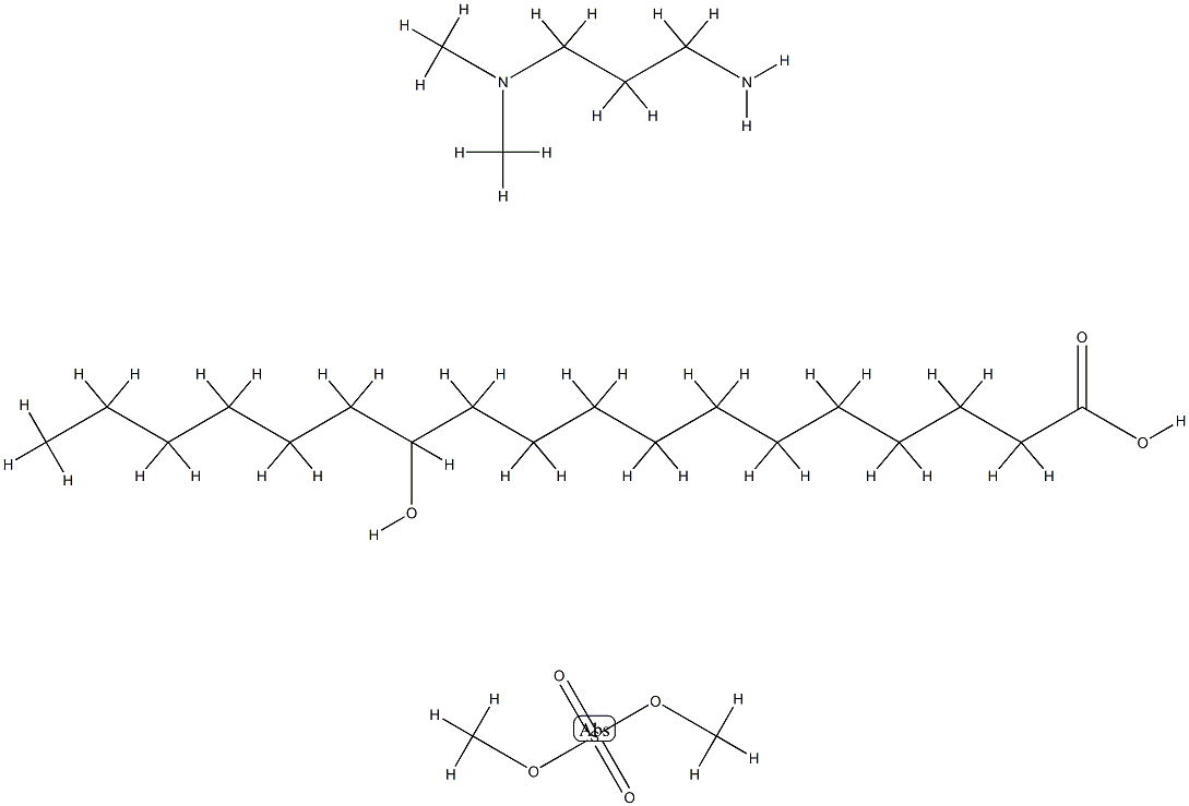 Octadecanoic acid, 12-hydroxy-, homopolymer, reaction products with N,N-dimethyl-1,3-propanediamine, di-Me sulfate-quaternized Struktur