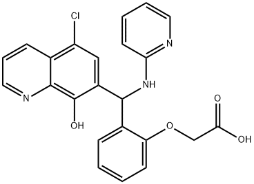 2-[2-[(5-氯-8-羟基-7-喹啉基)(2-吡啶基氨基)甲基]苯氧基]乙酸, 713492-66-1, 结构式