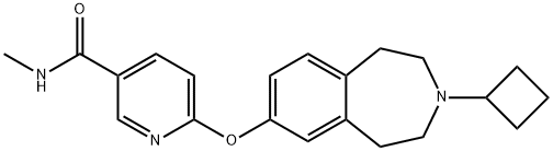 6-[(3-シクロブチル-2,3,4,5-テトラヒドロ-1H-3-ベンズアゼピン-7-イル)オキシ]-N-メチルピリジン-3-カルボキサミド 化学構造式