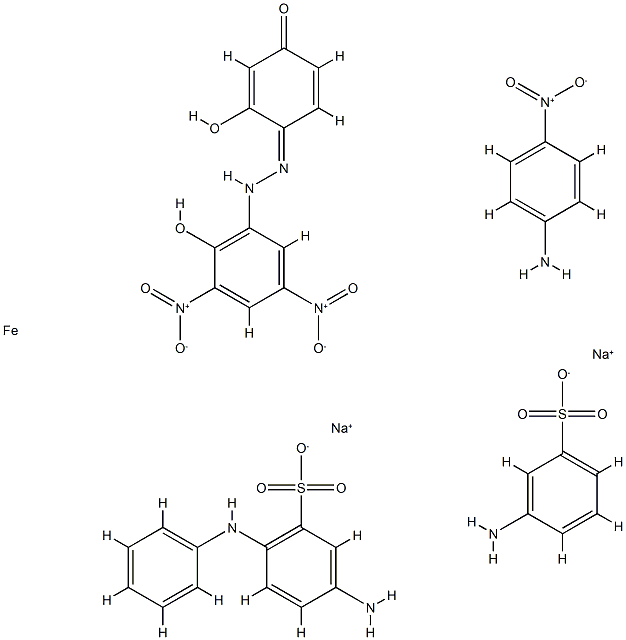 Iron, complexes with diazotized 5-amino-2-(phenylamino)benzenesulfonic acid monosodium salt coupled with 4-[(2-hydroxy-3,5-dinitrophenyl)azo]-1,3-benzenediol, diazotized 4-nitrobenzenamine and diazotized 3-aminobenzenesulfonic acid monosodi Structure
