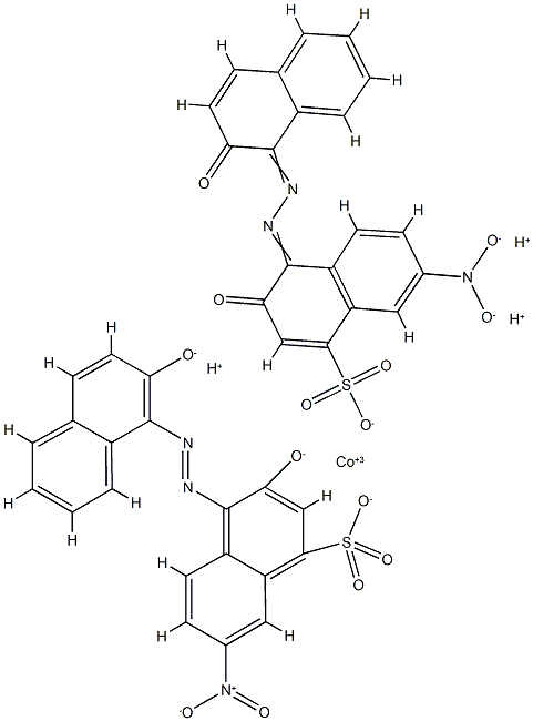 Cobaltate(3-), bis[3-hydroxy-4-[(2-hydroxy- 1-naphthalenyl)azo]-7-nitro-1-naphthalenesulfonato (3-)]-, trihydrogen 结构式