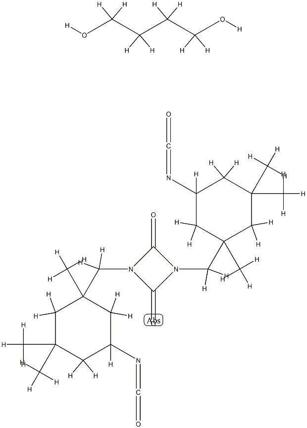 1,4-뷰테인다이올과 결합한  1,3-비스[(5-아이소사이아나토-1,3,3-트라이메틸사이클로헥실)  메틸]1,3-다이아제티딘-2,4-다이온 중합체,  2-에틸-1-헥산올을 차단함