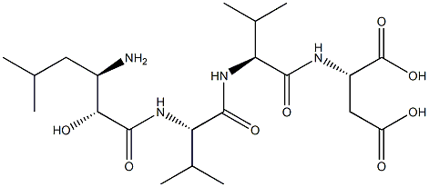 N-[(2R,3R)-3-アミノ-2-ヒドロキシ-5-メチル-1-オキソヘキシル]-L-Val-L-Val-L-Asp-OH 化学構造式
