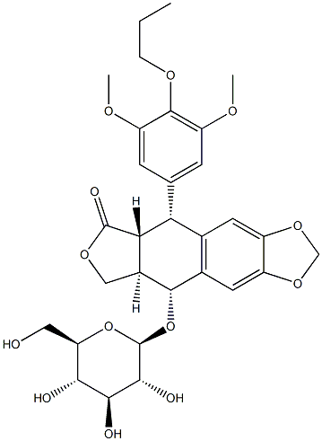 73839-72-2 (5R,5aα)-5,8,8aβ,9-Tetrahydro-9β-(β-D-glucopyranosyloxy)-5β-(3,5-dimethoxy-4-propoxyphenyl)furo[3',4':6,7]naphtho[2,3-d]-1,3-dioxol-6(5aH)-one