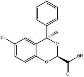 Acide (chloro-6 methyl-4 phenyl-4 (4H) benzodioxine-(1,3)) carboxyliqu e-2 cis [French] Structure