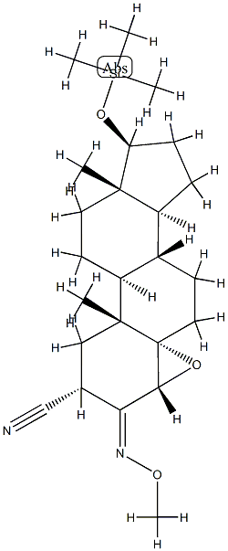 4α,5-Epoxy-3-methoxyimino-17β-[(trimethylsilyl)oxy]-5α-androstane-2α-carbonitrile Struktur