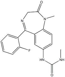 Urea, N-(5-(2-fluorophenyl)-2,3-dihydro-1-methyl-2-oxo-1H-1,4-benzodia zepin-7-yl)-N(sup 1)-methyl-,74858-67-6,结构式