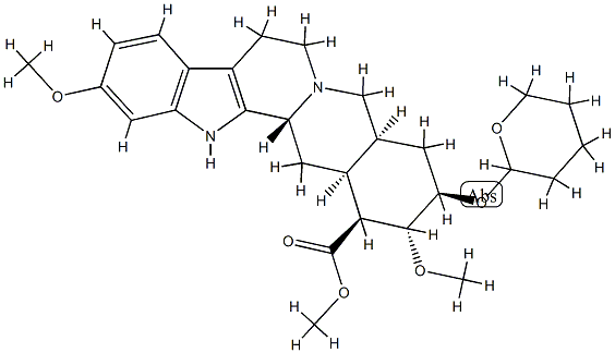 (3β,20α)-11,17α-Dimethoxy-18β-[(tetrahydro-2H-pyran-2-yl)oxy]yohimban-16β-carboxylic acid methyl ester Structure