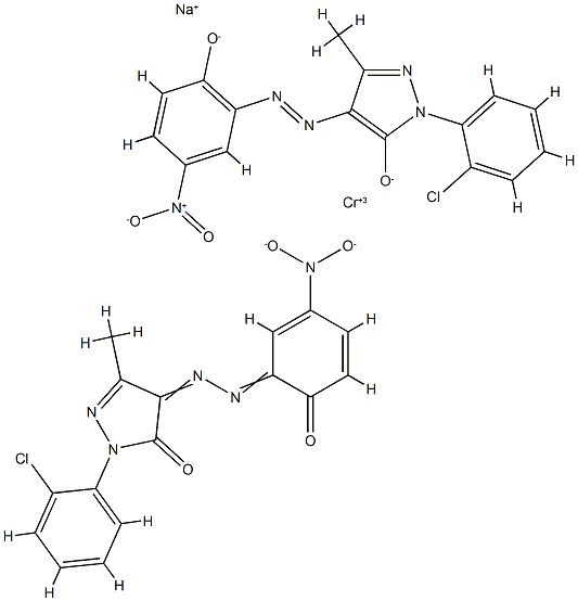 Chromate(1-), bis[2-(2-chlorophenyl)-2, 4-dihydro-4-[(2-hydroxy-5-nitrophenyl)azo]-5-methyl -3H-pyrazol-3-onato(2-)]-, sodium Structure