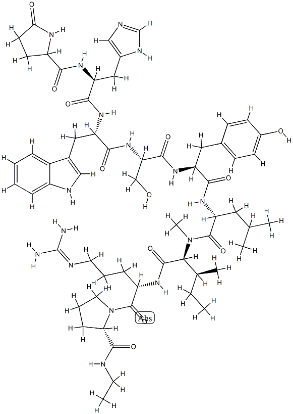 LHRH, Leu(6)-Leu(N-alpha-Me)(7)-N-Et-ProNH2(9)- Structure