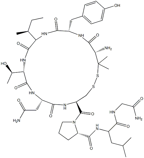 2-デアミノ-3,3-ジメチル-D-Cys(1)-L-Tyr-L-Ile-L-Thr-L-Asn-L-Cys(1)-L-Pro-L-Leu-Gly-NH2 化学構造式